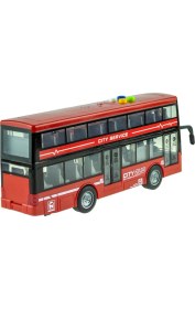 Resim Erzi Oyuncak Otobüs Iki Katlı Işıklı Sesli Sürtmeli Kırmızı 30 cm 