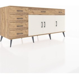 Resim Kronos Konsol 2 Raflı 6 Çekmeceli 3 Kapaklı 176x59x83 Çam-aytaşı/çam Aytaşı/çam 