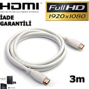 Resim 3M Metre Hdmi Kablo V1.4 2160P Full Hd Beyaz Lcd Pc Laptop Ps3 3D 