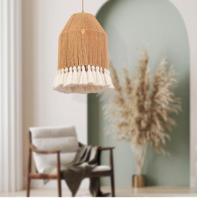 Resim Apliqa Macaron Tekli Hasır Makrome Desenli Bohem Tarzı Yatak Odası, Çocuk Odası, Koridor, Salon Sarkıt Aviz 