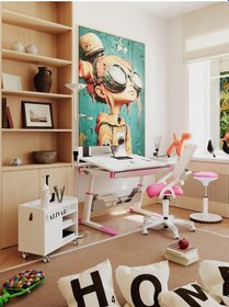 Resim Creo Mobili Yükseklik Ve Eğim Ayarlı Sirius Premium Plus Bilgisayar, Çalışma Masası Seti Beyaz/fuşya Gri 