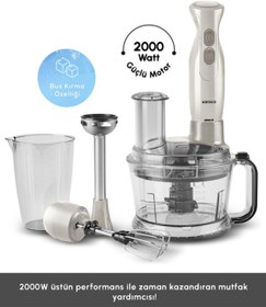 Resim Karaca Turbo fonksiyon-Çift taraflı paslanmaz çelik bıçak 1,5 L Pro-Multimax 2000W Mutfak Robotu 