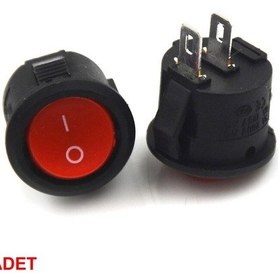 Resim Yuvarlak 2 Pin Anahtar Rocker Switch Mini Buton Kırmızı Aç 