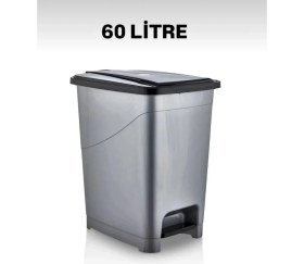 Resim Umbex Pedallı Her Litre Gri Banyo Mutfak Çöp Kovası Çöp Kutusu Kapaklı Slim 