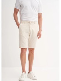 Resim Cazador Slim Fit Dar Paça Keten Bermuda Şort 6108 Bej 