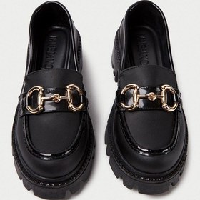 Resim Mubiano Mb1180-s Kalın Taban Siyah Kadın Tokalı Kolej Loafer Siyah 