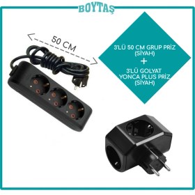Resim Viko 3'lü Siyah Grup Priz + Siyah Yonca Plus Golyat 