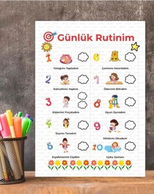Resim Günlük Rutin Sorumluluk Kazanım Tablosu Kız Çocuk 1 Adet Pcv Kapl 