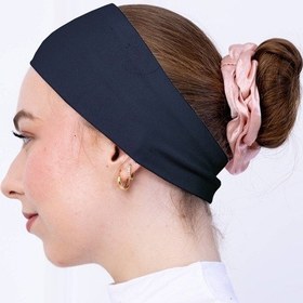 Resim Loggia Kaymayan Silikonlu Bandana Bone Lacivert - Kadın Tesettür Dikişsiz Kaymaz Geçme - Sportif Saç Bandı Lacivert 
