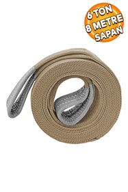 Resim Badem10 Sapan Polyester Spanzet 6 Ton 8 Metre Kahve Sağlam Yük Kaldırma Taşıma İndirme Halat 