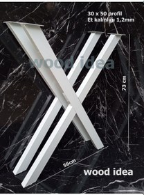 Resim wood idea Metal Masa Retro Çapraz Model Ev Ofis Dekoratif Çalışma 