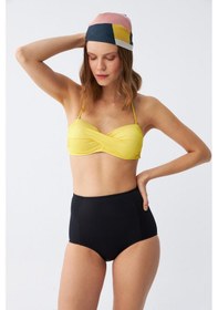 Resim Akbeniz Kadın Straplez Sarı Yüksek Bel Bikini Takımı 