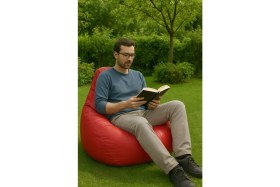 Resim Pufumo Pufumo Deri Armut Koltuk Kırmızı 