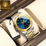 Resim POEDAGAR Erkek Lüks İş Saati - Şık Paslanmaz Çelik ile Altın Detaylar, Su Geçirmez, Parlayan Saat Yüzü, Takvim Fonksiyonu, Mavi ve Altın Tasarım, Günlük veya Formal Giyim için Mükemmel, Formal Aksesuar | Sophistike Stil | Dayanıklı Saat 