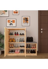 Resim Asra Trend Puflu Ayakkabılık A-22 %100 MDF Minderli Geniş Portmanto Safir Meşe 