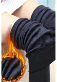 Resim Marka Sportwear 25620-Kadın Siyah Içi Peluş Kışlık Termal Taytsiyahl Siyah 