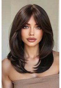 Resim Caş Dekorasyon Kahverengi Kahküllü Katlı Kesim Peruk Kahverengi 