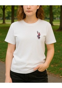 Resim Silahlı Hayalet Tasarımlı Baskılı T-shirt Beyaz 