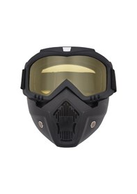 Resim Yaozixa Motorcycle Gözlükleri Motosiklet Yüz Maskesi Outdoor Antifog Anti-uv Saçma Ve Toz Koruyucu Sarı Sarı 