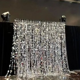 Resim 5'li 1 Metre Ayna Pullu Şeritler Parti Düğün Ev Dekoru 