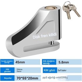 Resim Evrensel Motosiklet Fren Kilidi Alaşım Disk Fren Kilidi Anti-meraklı Bisiklet Kilidi Dövme Alaşımlı Çelik Disk Fren Kilidi Saf Bakır Kilit Çekirdek 