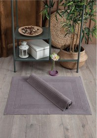 Resim 2'li Ayak Havlusu Seti-çerçeveli & %100 Pamuk Havlu Takımı Vizon 