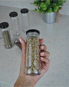 Resim 10 Adet 105 Ml Metal Siyah Kapaklı 105 Cc Şeffaf Uzun Cam Kavanoz 