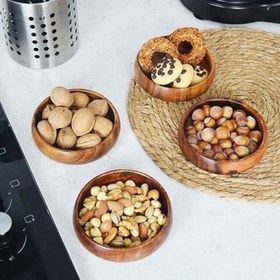 Resim Akasya Home 4'lü Yuvarlak Çerezlik - Kahverengi - 11 cm 