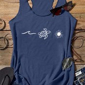 Resim Kadınlar için Rahat Kolsuz Tank Üstü, 2025 Baskılı, Yuvarlak Yaka, Geometrik Desen, Açık Mavi, Yazın Temel, Polyester Karışımı, Rahat Kesim, Yetişkin Modası, Rahat Kesim Üst | Geometrik Desenli Üst | Nefes Alabilen Kumaş 