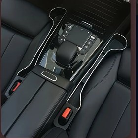 Resim 2'li Paket Araç Koltuk Aralığı Düzenleyiciler - Bardak Tutuculu, Telefon ve Kalem Yuvalı Çok Fonksiyonlu Saklama Kutusu, Ön için Dayanıklı Plastik Ergonomik Tasarım 