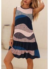 Resim Kadın Kolsuz Sırttan Bağlamalı Fırfırlı Leopar Desenli Dalgıç Elbise Karışık 