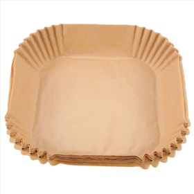 Resim Empoorlium 50 Adet Hava Fritöz Parşömen Kağıt Gömlekleri Yapışmaz Tek Kullanımlık Gömlekler, Pişirme Için Delikli Kare Parşömen Kağıdı (Yurt Dışından) 