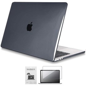 Resim 13" Apple Uyumlu MacBook Pro A2338 M1 Kristal Siyah Kılıf Koruyucu + Ekr 