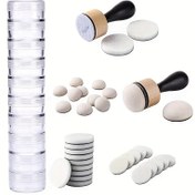 Resim Taşınabilir Mini Mürekkep Karıştırma Aracı Seti, Kunda Kolu - Siyah & Kahverengi Köpük Uygulayıcılar, Sim & Boncuk Saklama için Şeffaf Yığılabilir Kavanozlar - Scrapbooking için İdeal, Kart Yapımı ve Mürekkepler için Karıştırma Fırçaları 