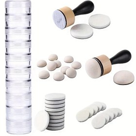 Resim Taşınabilir Mini Mürekkep Karıştırma Aracı Seti, Kunda Kolu - Siyah & Kahverengi Köpük Uygulayıcılar, Sim & Boncuk Saklama için Şeffaf Yığılabilir Kavanozlar - Scrapbooking için İdeal, Kart Yapımı ve Mürekkepler için Karıştırma Fırçaları 