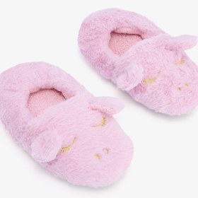 Resim Penti Açık Pembe Kız Çocuk Unicorn Desenli Nakışlı Ev Patiği 