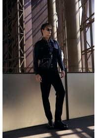 Resim Erkek Gömlek Suni Deri Ve Triko Karışımlı Overshirt Siyah 7348 Siyah 