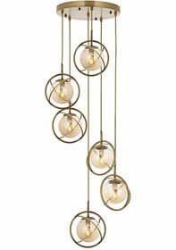 Resim LADCO AYDINLATMA Altılı Yuvarlak Avize Gold A-185-6g 