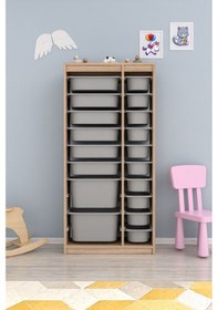 Resim Alara Xs 18 Sepetli Çok Amaçlı Oyuncak Mutfak Kiler Dolabı Gri Beyaz - Sonomo 