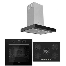 Resim Ferre Icon Plus 75 Serisi QBL63CS-RS035-D100 3lü Cam Ankastre Set 