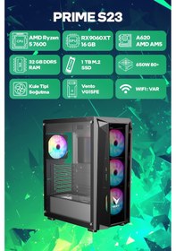 Resim Game Garaj Prime S23 R5-7600 32 GB 1 TB SSD 16 GB RX9060XT Free Dos Masaüstü Oyuncu Bilgisayarı 