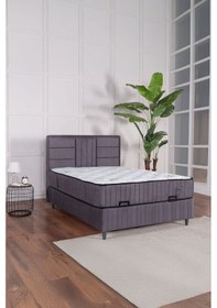 Resim Premium Bamboo Sleepy Üçlü Set Gri Baza Başlık Yatak 140 x 190 