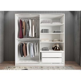 Resim Star Sürgü Kapaklı Gizli Çekmeceli Dolap Gardırop Beyaz 208 Cm 