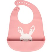 Resim Silikon Mama Önlüğü Pembe Gül Kurusu 