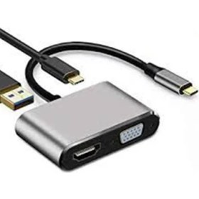 Resim CoverZone Type- C To Hub Pd HDMI+VGA+USB Dönüştürücü Adapter 4 In 1 