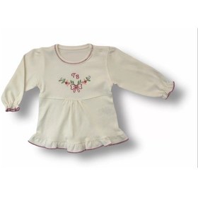 Resim Tb Çiçek Nakışlı Şapkalı Uzun Kollu Sweatli 3lü Kız Bebek Takımı Ekru Ekru 