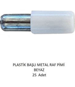 Resim Plastik Metal Başlı Raf Pimi beyaz 25 adet 