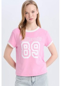 Resim DeFacto Coool Regular Fit Bisiklet Yaka Baskılı Ribana Kısa Kollu Tişört E0675AX25SMPN450 