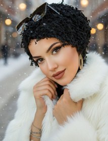 Resim Aişe tesettür Siyah Makarna Boru Bone 
