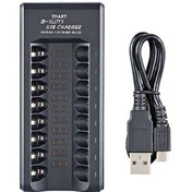 Resim Besthome1 Usb Şarjlı 8 Yuvalı Akıllı Şarj Cihazı - Aa/aaa Pil Şarj Aleti, Siyah 